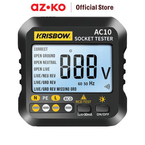 [EZO.0801469] AZKO Krisbow Soket Tester Digital Display Ac10 Voltage Detector Alat Pendeteksi Arus Listrik Peralatan Tukang Industri