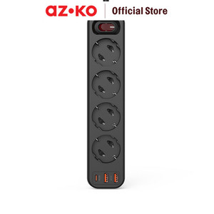 [EZO.0801471] AZKO Krisbow Stop Kontak 4 Soket Usb A & Type C Electric Socket Terminal Colokan Listrik Kotak Kontak Peralatan Elektronik
