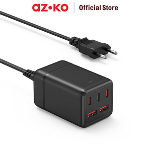 [EZO.0801473] AZKO Krisbow Desktop Charger 3 Usb A & 2 Usb C Gan 75 watt Konektor Perangkat Elektronik Adapter Usb A Usb C Aksesoris Gadget Converter