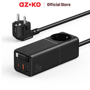 [EZO.0801474] AZKO Krisbow Desktop Charger Gan 75 Watt Dengan Soket & Kabel Electric Socket Terminal Colokan Listrik Kotak Kontak Peralatan Elektronik
