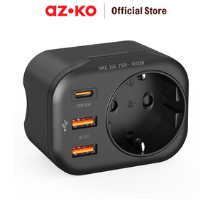 [EZO.0801531] AZKO Krisbow Steker Adaptor Multifungsi Dengan Usb A Type C Kepala Charger Power Plug Converter Colokan Adapter Casan