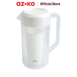 [EZO.0801550] AZKO Delicia 2 ltr Set 5 Pcs Teko Minum & Gelas Set Water Jug With Glass Pitcher Dengan Tutup Dan Handle Wadah Penyimpanan Air Peralatan Minum