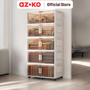 [EZO.0801554] AZKO Stora Lemari Lipat 5 Tingkat Dengan Roda - Putih Lemari Kabinet Serbaguna Cabinet Penyimpanan Indoor Furniture Rumah
