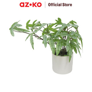 [EZO.0801561] AZKO Forhom 24.1 cm Tanaman Artifisial Ribbon Fern Dengan Pot Keramik - Hijau Tumbuhan Tanaman Buatan Dekorasi Plant Sintetis Pajangan Rumah Serbaguna Hiasan Properti Foto