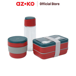[EZO.0801574] AZKO Kris Baggie Set Kotak Makan - Merah Kids Bento Lunch Kit Set Kotak Makan Dan Botol Minum Bpa Free Peralatan Makan Food Grade Wadah Bekal Makanan Lucu