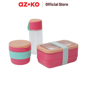 [EZO.0801576] AZKO Kris Baggie Set Kotak Makan - Pink Kids Bento Lunch Kit Set Kotak Makan Dan Botol Minum Bpa Free Peralatan Makan Food Grade Wadah Bekal Makanan Lucu