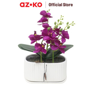 [EZO.0801585] AZKO Forhom Tanaman Artifisial Orchid 4 Stem Dengan Pot - Ungu Tumbuhan Tanaman Buatan Dekorasi Plant Sintetis Pajangan Rumah Serbaguna Hiasan Properti Foto
