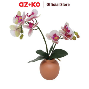 [EZO.0801588] AZKO Forhom Tanaman Artifisial Orchid 2 Stem Dengan Pot - Pink Tumbuhan Tanaman Buatan Dekorasi Plant Sintetis Pajangan Rumah Serbaguna Hiasan Properti Foto