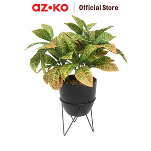 [EZO.0801604] AZKO Forhom 48.3 cm Tanaman Artifisial Ficus Elastica Dengan Pot & Stand - Hitam Tumbuhan Tanaman Buatan Dekorasi Plant Sintetis Pajangan Rumah Serbaguna Hiasan Properti Foto