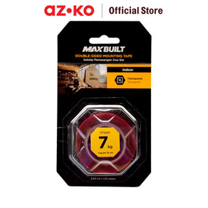 [EZO.0801614] AZKO Maxbuilt 2.5 cmx1.5 mtr Isolasi Mounting Tape Transparant Isolasi Lakban Perekat Alat Penempel Tape Double Side Selotip Dua Sisi