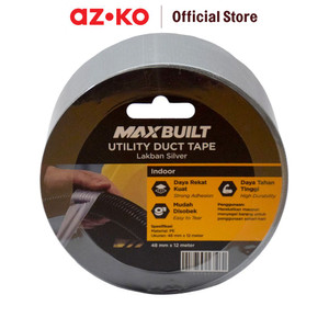 [EZO.0801616] AZKO Maxbuilt 12 mtr Lakban Kain 48 Mm - Silver Cloth Tape Isolasi Lakban Perekat Alat Penempel Multifunction Tape Selotip