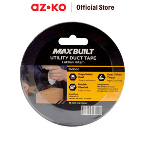 [EZO.0801617] AZKO Maxbuilt 12 mtr Lakban Kain 48 Mm - Hitam Cloth Tape Isolasi Lakban Perekat Alat Penempel Multifunction Tape Selotip