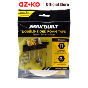 [EZO.0801621] AZKO Maxbuilt 4 mtr Selotip Busa 2 Sisi 19 Mm - Putih Double Tapeperekat Isolasilakban Serbagunaselotip Super Kuat