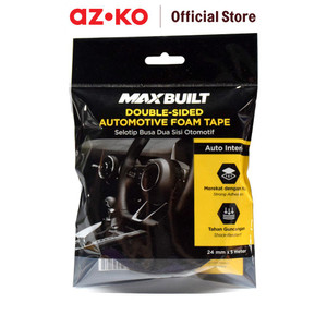 [EZO.0801623] AZKO Maxbuilt 2.4 cmx5 mtr Isolasi Foam Double Tape Otomotif - Hitam Isolasi Lakban Perekat Stationery Tools Alat Penempel Tape Double Side Selotip Dua Sisi