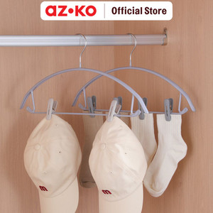 [EZO.0801633] AZKO Stora Set 12 Pcs Hanger Plastik - Abu-Abu Henger Gantungan Baju Serbaguna Shirt Hook Perlengkapan Rumah Tangga