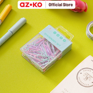 [EZO.0801684] AZKO Ataru Set 80 Pcs Klip Penjepit Kertas Pastel Klip Kertas Paper Clip Klip Dokumen Penjepit Dokumen Stasionary Set