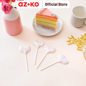 [EZO.0801702] AZKO Ataru Set 4 Pcs Topper Kue Sparkling Heart Hiasan Kue Ulang Tahun Cake Decoration Dekorasi Atas Kue Perlengkapan Baking