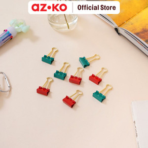 [EZO.0801710] AZKO Ataru Set Penjepit Binder - Merah/Hijau Binder Clip Alat Klip Jepitan Kertas Dokumen Perlengkapan Kantor Dan Sekolah