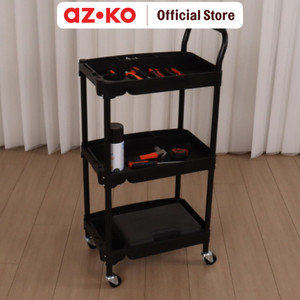 [EZO.0801744] AZKO Maxbuilt Troli Perkakas 3 Tingkat - Hitam Trolley Roda Troli Barang Wheels Rack Perlengkapan Rumah Tangga