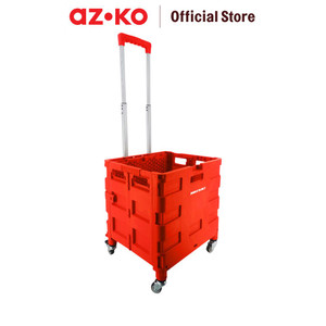 [EZO.0801745] AZKO Maxbuilt Troli Lipat Portabel 25 kg - Merah Alat Pengangkut Barang Dengan Roda Foldable Shopping Cart Trolley Belanja