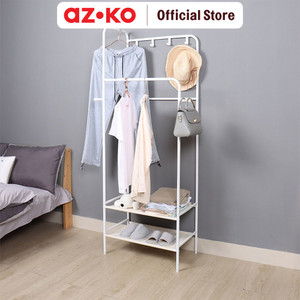 [EZO.0801748] AZKO Stora 79X37X171.5 cm Gantungan Pakaian Sudut - Putih Stand Hanger Gantungan Baju Berdiri Clothes Organizer Standing Clothing Rack