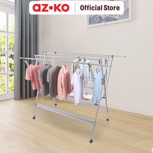 [EZO.0801750] AZKO Stora 150X106.5X145 cm Jemuran Baju Lipat X-Shape Tempat Jemur Baju Luar Ruangan Drying Rack Gantungan Laundry Perlengkapan Rumah Tangga