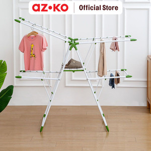 [EZO.0801773] AZKO Stora Jemuran Baju Lipat 2 Tingkat - Putih Tempat Jemur Baju Drying Rack Gantungan Laundry Perlengkapan Rumah Tangga