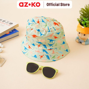 [EZO.0801851] AZKO Ataru Set Topi Bucket & Kacamata Sunglasses Anak Dino - Hijau Kids Baseball Cap Aksesoris Kepala Kid Hat Topi Anak Anak Lucu Kacamata Hitam Eyewear Aksesoris Fashion Anak