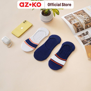 [EZO.0801860] AZKO Ataru Set 3 Pasang Kaos Kaki Pria Invisible - Biru Navy Socks Kaos Kaki Motif Versatile Socks