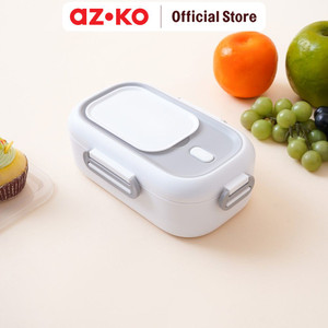 [EZO.0801869] AZKO Ataru 1.1 ltr Kotak Makan Rectangle - Abu-Abu/Putih Lunch Box Food Grade Food Box Dengan Clip Kotak Bekal Makan Bpa Free Wadah Makanan