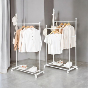 [EZO.0801877] AZKO Stora Gantungan Pakaian Dengan Rak Stand Hanger Gantungan Baju Berdiri Clothes Organizer Standing Clothing Rack - Double