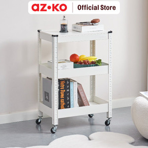[EZO.0801905] AZKO Stora Kenta Rak Troli 3 Tingkat - Putih Tempat Penyimpanan Multifungsi Dengan Roda Storage Trolley Wheels Rack