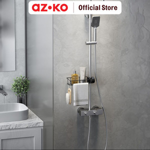 [EZO.0801931] AZKO Stora Rak Wastafel Wk810215-1R - Hitam Organizer Serbaguna Rak Sabun Shampoo Tempat Peralatan Mandi Bathroom Wall Shelves
