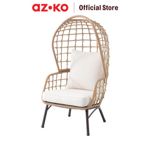 [EZO.0801932] AZKO Kursi Teras Dengan Cushion Wicker Egg - Cokelat Balcony Chair Kursi Outdoor Serbaguna Furniture Rumah Tempat Duduk Kursi Halaman Balkon