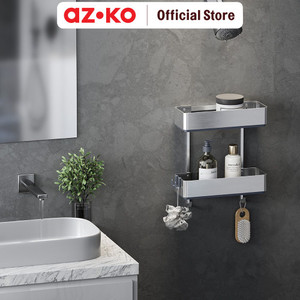 [EZO.0801937] AZKO Stora Rak Dinding Kaman Mandi Aluminium Wk820434 Shower Wall Shelf Organizer Tempat Sampo Sabun Rak Tembok Serbaguna Aksesoris Kamar Mandi Furniture Indoor Rumah