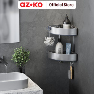 [EZO.0801944] AZKO Stora Rak Dinding Kamar Mandi 2 Tingkat Aluminium Wk820433 Shower Wall Shelf Organizer Tempat Sampo Sabun Rak Tembok Serbaguna Aksesoris Kamar Mandi Furniture Indoor Rumah