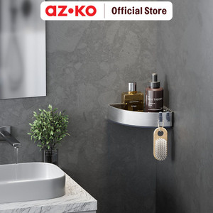 [EZO.0801947] AZKO Stora Rak Dinding Kamar Mandi Aluminium Wk820430 Shower Wall Shelf Organizer Tempat Sampo Sabun Rak Tembok Serbaguna Aksesoris Kamar Mandi Furniture Indoor Rumah