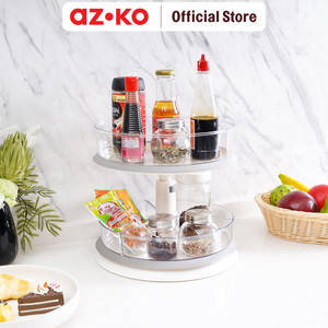 [EZO.0801985] AZKO Stora Rak Dapur Putar 2 Tingkat Tempat Penyimpanan Berputar Serbaguna Rak Putar Bumbu Dapur Spices Rack Rotate Kitchen Tools