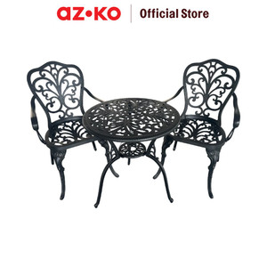 [EZO.0801987] AZKO Soleil Terrace Set Kursi & Meja Teras - Hitam Balcony Table Chair Furniture Outdoor Serbaguna Furnitur Rumah Tempat Duduk Kursi Halaman