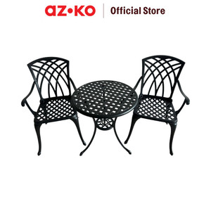 [EZO.0801990] AZKO Soleil Gardenia Set Kursi & Meja Teras - Hitam Balcony Table Chair Furniture Outdoor Serbaguna Furnitur Rumah Tempat Duduk Kursi Halaman