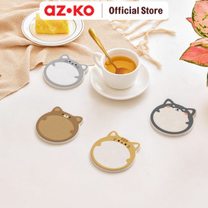 [EZO.0801991] AZKO Ataru Tatakan Gelas Diatomite Kuma - Cokelat Coaster Alas Tempat Minum Perlengkapan Dapur Dining Tools