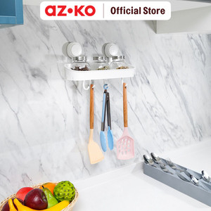 [EZO.0802011] AZKO Stora 31.8X11.6X18.4 cm Rak Dapur 2 Tingkat - Putih Organizer Penyimpanan Toples Bumbu Serbaguna Spices Rack Tempat Bumbu Perlengkapan Dapur Kitchen Tools