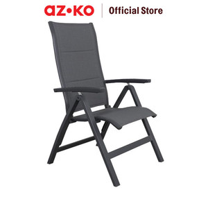 [EZO.0802030] AZKO Kursi Teras Aluminium Textilene Y - Abu-Abu Balcony Chair Kursi Outdoor Serbaguna Furniture Rumah Tempat Duduk Kursi Halaman Balkon