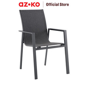 [EZO.0802033] AZKO Kursi Makan Aluminium Textilene Y - Abu-Abu Dining Chair Tempat Duduk Ruang Makan Kursi Kafe Restoran