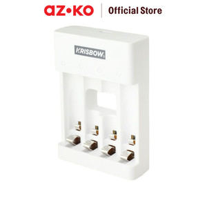 [EZO.0802034] AZKO Krisbow Charger Baterai 4 Slot Aa/Aaa Fast Charging Casan Batre Isi Ulang Peralatan Elektronik Alat Pengisi Ulang Daya Battery