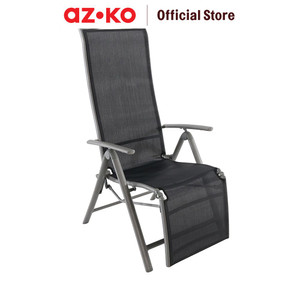 [EZO.0802036] AZKO Kursi Teras Aluminium Textilene Dengan Footrest Y - Abu-Abu Balcony Chair Kursi Outdoor Serbaguna Furniture Rumah Tempat Duduk Kursi Halaman Balkon