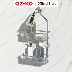 [EZO.0802067] AZKO Stora Rak Gantung Kamar Mandi 2 Tingkat Chrome Wk820417R Shower Wall Shelf Organizer Tempat Sampo Sabun Rak Tembok Serbaguna Aksesoris Kamar Mandi Furniture Indoor Rumah
