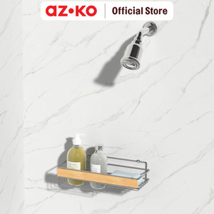 [EZO.0802082] AZKO Stora Rak Dinding Kamar Mandi Dengan Holder Shower Wall Shelf Organizer Tempat Sampo Sabun Rak Tembok Serbaguna Aksesoris Kamar Mandi Furniture Indoor Rumah