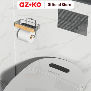 [EZO.0802085] AZKO Stora Rak Dinding Kamar Mandi Dengan Holder Tisu Chrome Shower Wall Shelf Organizer Tempat Sampo Sabun Rak Tembok Serbaguna Aksesoris Kamar Mandi Furniture Indoor Rumah