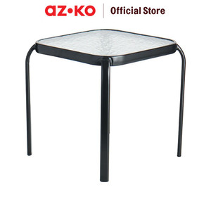 [EZO.0802101] AZKO Meja Sisi Glass Steel - Hitam End Table Meja Kecil Aesthetic Meja Samping Serbaguna Small Table